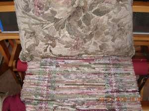 Placemats on loom with pillow as sample colors